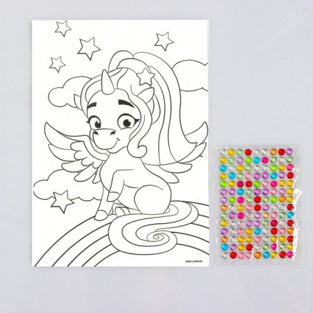 Application with rhinestones "Magic Unicorn" 14.8x21 cm-5