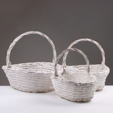 A set of baskets of 3 pcs, 48x37x15/40 cm, white, willow