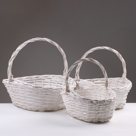 A set of baskets of 3 pcs, 48x37x15/40 cm, white, willow