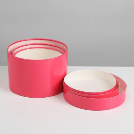 Set of hats 3 in 1 raspberry, gift packaging, 16 x 10, 14 x 9, 13 x 8.5 cm-4