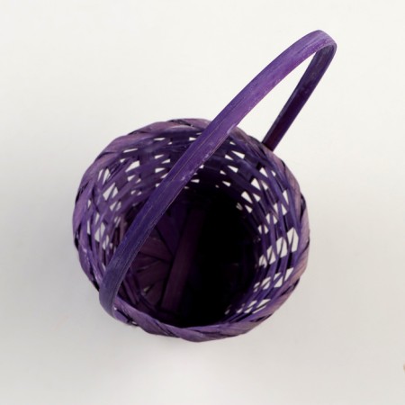 Wicker basket, D13 x H9.5/28cm, bamboo, light purple-1