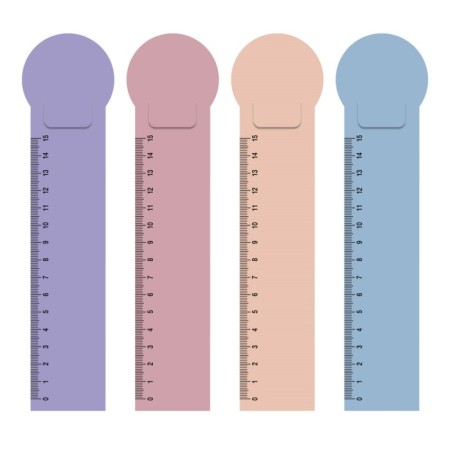 A set of 4 plastic bookmarks Erichkrause "Matt Manga", a 15cm scale, in a package, mix-1