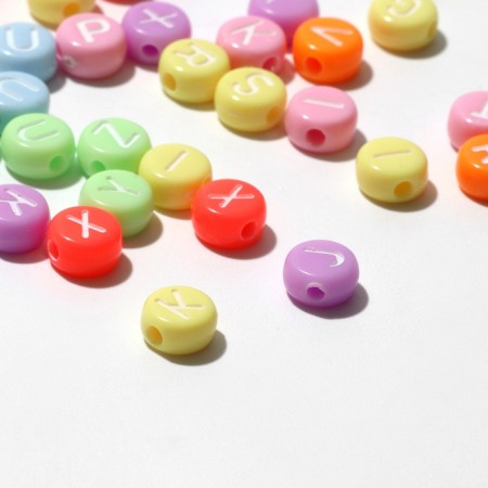 Acrylic bead "English letters" mix, 7 × 4 mm, set 10 g, color mix-1