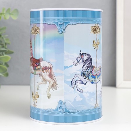 Piggy bank Metal "Carousel" mix 10x10x15 cm-3