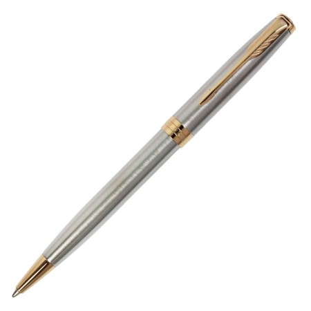 Ballpoint pen Parker Sonnet Core Stainess Steel GT M, silver matte/ gold, black ink (1931507)