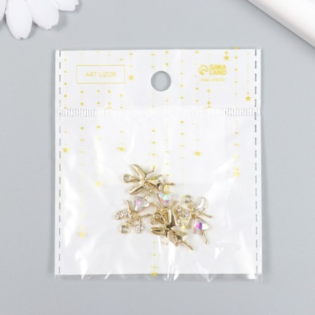 Decor for creativity metal, rhinestones "Girl-Angel" gold 1.2x2 cm-3