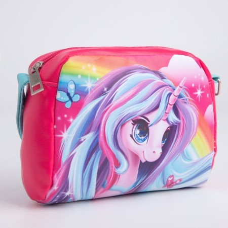 Children's bag for a girl "Magic unicorn" from eco-leather, on a strap, 15x12x3 cm-1