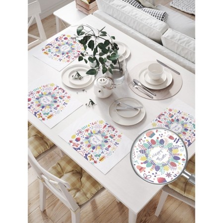 A set of napkins for setting the table "Easter characters", rectangular, size 32x46 cm, 4 pcs-1
