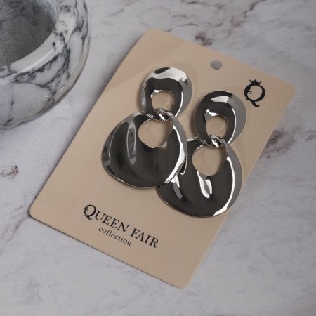 Earrings Metal "Atmosphere" drop in a drop, color silver-1