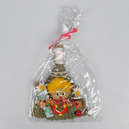 The amulet "Domovushka Tyukha", on a broom, mix-11