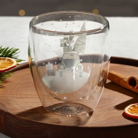 A glass with double walls "Miracles nearby", 300 ml-2