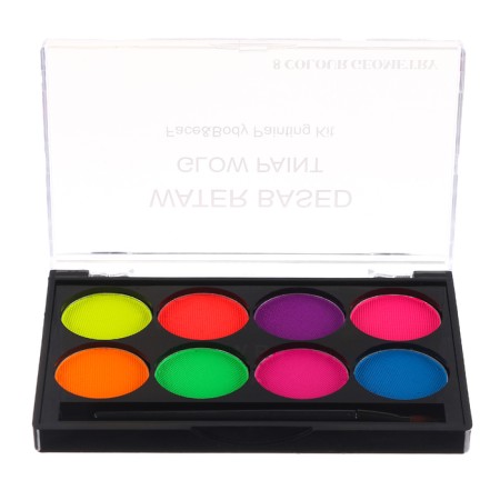 Professional aquagim for the face and body, 8 neon colors + brush-2