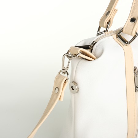 Women's bag 127, 30*10*23, 1 lightning departure, n/pocket, belt long, white+cream-5