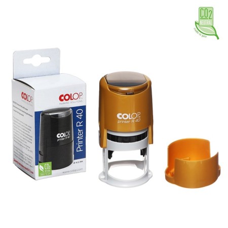 Equipment for round printing automatic Colop Printer R40, diameter 41.5 mm, with a lid, golden housing