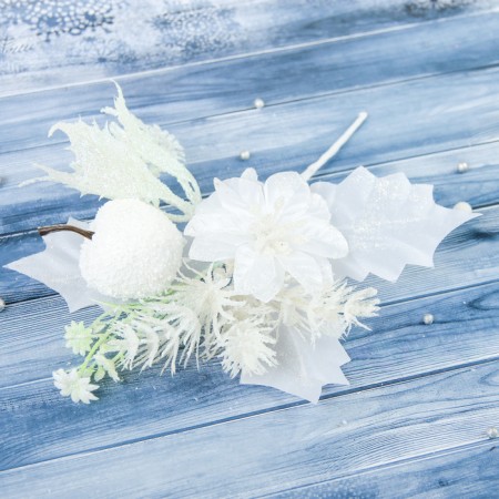 Decor "Winter Dreams" Poinsiatia Apple white, 15 cm-1