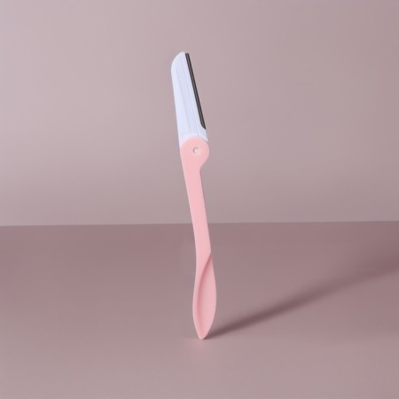 A razor for eyebrow correction, with interchangeable razors - 4 pcs, white/pink color-1