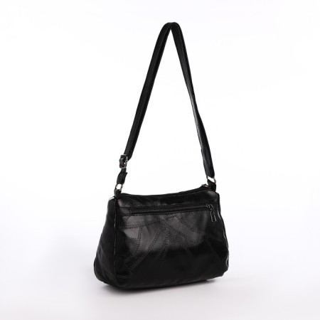 Female bag on one shoulder, on a zipper, black color-1