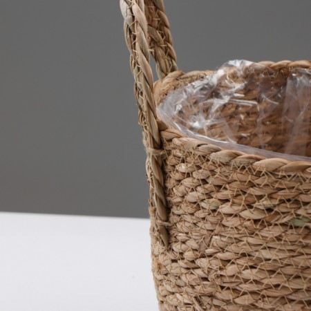 Kashpo wicker "Kenya" round with handles, 21.5x21.5x18.8 cm, natural-2