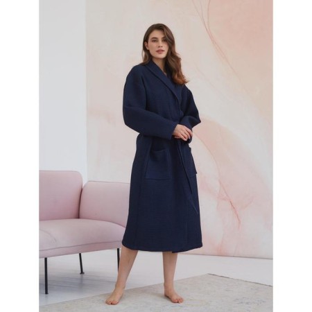 Unisex bathrobe Pamira, size m, blue color-1