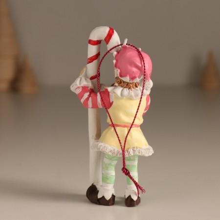Souvenir Polystone Suspension "New Year's elf with a candy" 5x4.5x11 cm-2