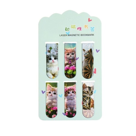 A set of magnetic bookmark for books Calligrata 6 pieces, "kittens", mix-4