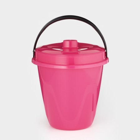 A bucket with a Light lid, 5 l, pink color