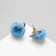 Earms with enamel "Monster" with horns, fluffy, blue color