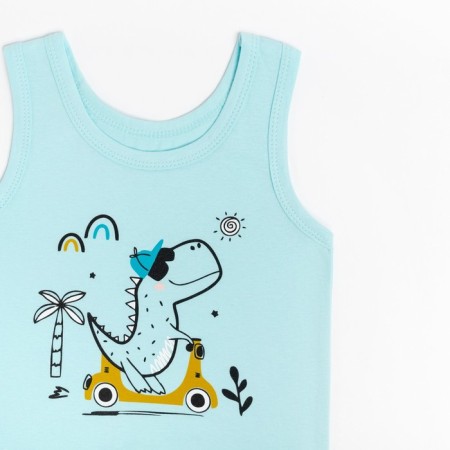 A set for a boy (T -shirt, panties), mint color/dino, height 98 cm-1