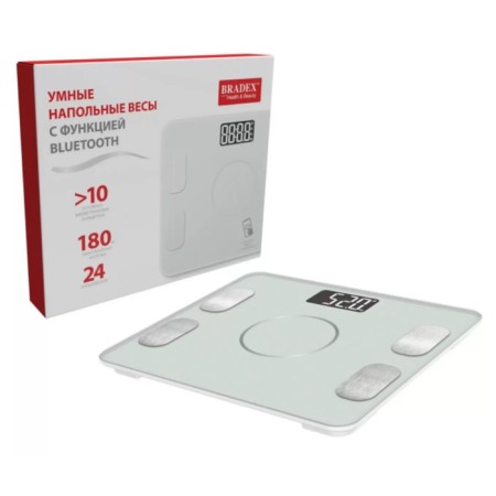 Floor Libra Bradex KZ 0938, electronic, diagnostic, up to 180 kg, Bluetooth, white-4