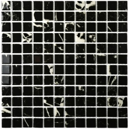 Glass mosaic Bonaparte Mia Black (Glossy), 300x300x4 mm