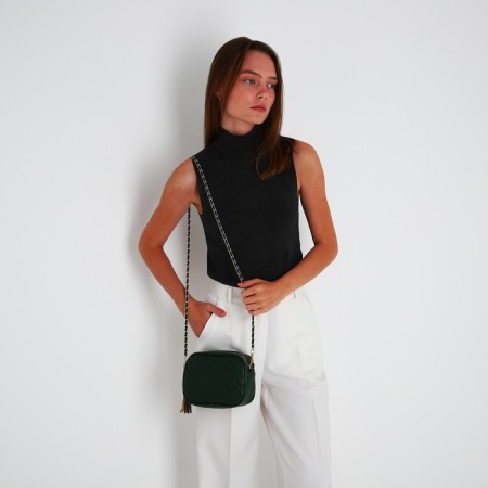 Bag Cross-Bodi with a zipper, green color-7