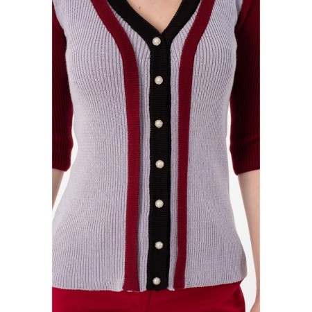 Female jumper, size 42, black color, burgundy-1