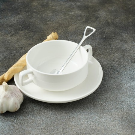 A dessert spoon made of stainless steel Magistro “shovel”, length 15.5 cm, rectangular shape, silver color-6