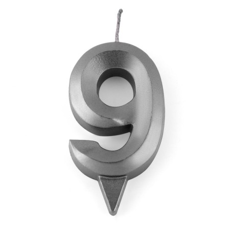 Candle in the cake "Fine", number 9, graphite, 6.5 cm-2