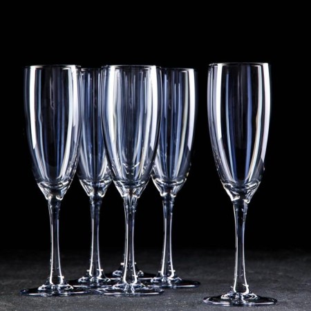 A set of champagne glasses "Blue Sky", 170 ml, 6 pcs, blue color