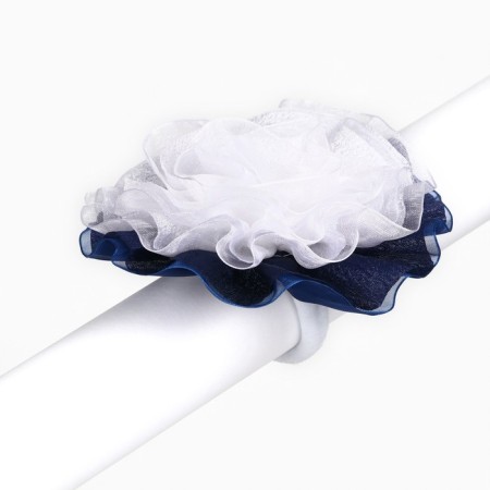 Outlet. Bant for hair on an elastic band, white with blue, 11 cm, kitty Marie-4
