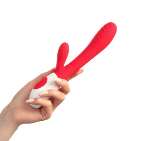 Vibrator, 12 modes with a clitoral stimulant, 22.8x6.5 cm, red-3