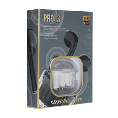 Wireless headphones Pro13, TWS, inserts, BT 5.0, 30/180 mAh, transparent, white-8