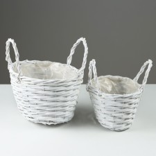 A set of baskets, 31 x 20 x 17/28 cm, 23 x 16 x 14/22 cm, 2 pcs, white, willow