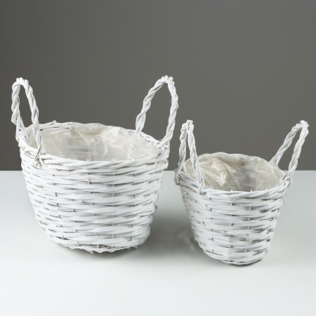 A set of baskets, 31 x 20 x 17/28 cm, 23 x 16 x 14/22 cm, 2 pcs, white, willow