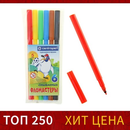 Flomasters 6 flowers centropen Penguins 7790/06, line 1.0 mm, plastic envelope