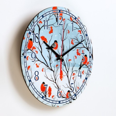 Watch wall "bullfinches", d-24 cm, smooth move-1