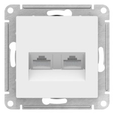 Розетка SE ATLASDESIGN, двойная, компьютерная, RJ45+RJ45, кат.5E, механизм, белый