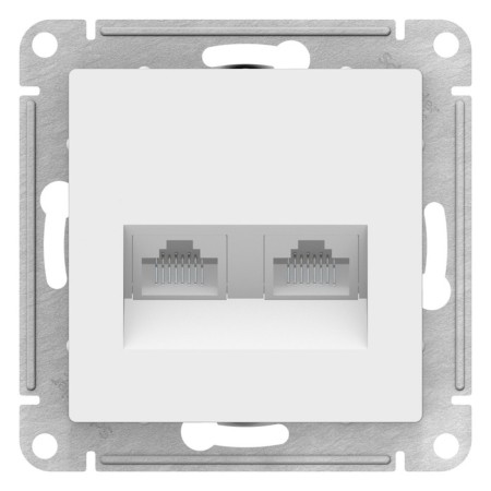 SETLASDESIGN outlet, double, computer, RJ45+RJ45, cat. 5E, mechanism, white