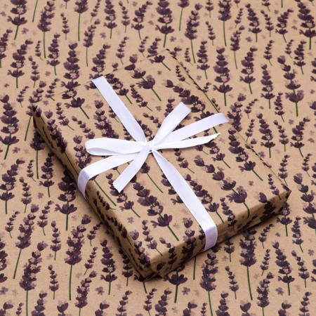 Package paper, brown craft "purple flowers", 50 x 70 cm-2
