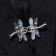 Cardigan clamp "Dragonfly", the color is blue in black silver