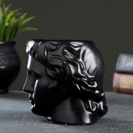 Kashpo - Organizer "David's head" Black with gold, 11x10x11cm-2