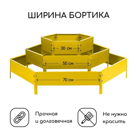 Gavelous flowerbed, 3 tiers, d = 60–100–140 cm, h = 45 cm, yellow, Greengo-1