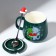 Ceramic mug with a spoon of "love in the new year", 350 ml, green color
