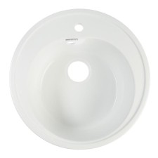 Мойка кухонная из камня Glanz Черая L3G31, 510х510х191 мм, глянцевая, белая
